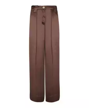 Атласные широкие брюки Ganni, коричневый