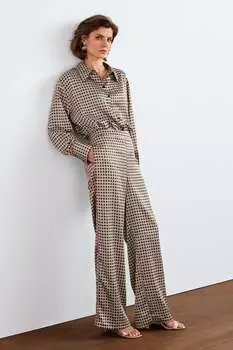 Атласные широкие брюки из комплекта Next, коричневый