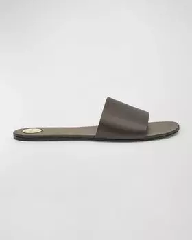 Атласные шлепанцы Carlyle на плоской подошве Saint Laurent, цвет Dark Brown