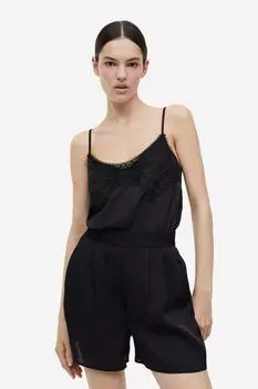 Атласные шорты без застежек H&M, черный