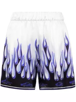 Атласные шорты Philipp Plein Flame, белый