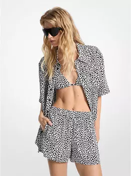 Атласные шорты с принтом гепарда Michael Kors, мультиколор