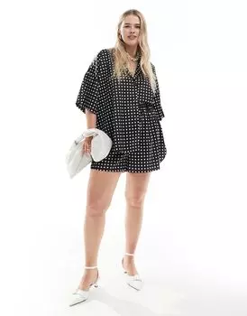 Атласные шорты в горошек ASOS DESIGN Curve