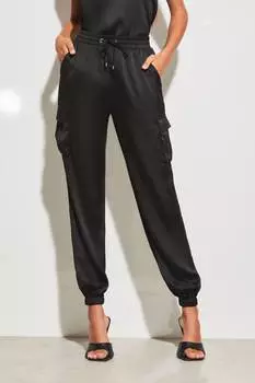 Атласные спортивные брюки с манжетами и карманами Lipsy, черный