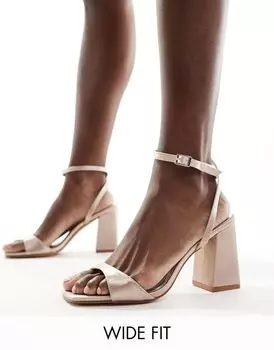 Атласные свадебные босоножки на каблуке Be Mine Wide Fit Wink 2 розового цвета