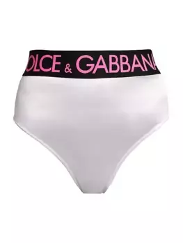 Атласные трусы с высокой талией Dolce&Gabbana, цвет bianco fuxia