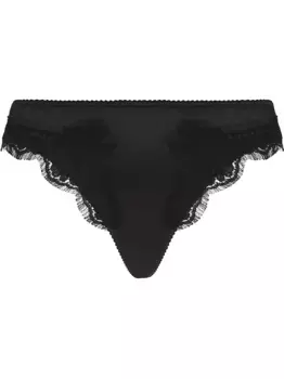Атласные трусы-стринги с кружевом DOLCE & GABBANA, черный