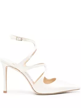 Атласные туфли Azia 95 с ремешком на щиколотке Jimmy Choo, белый