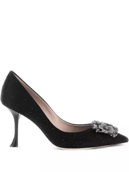 Атласные туфли Efflorescence 85 с кристаллами Roger Vivier, черный