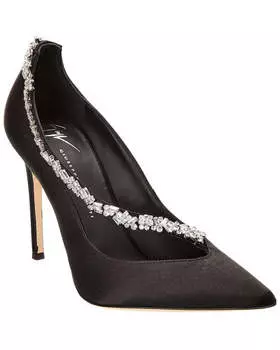 Атласные туфли Giuseppe Zanotti Filipa Crystal 105, черный