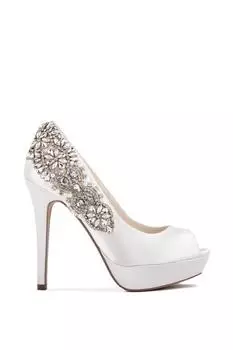 Атласные туфли 'Indulgence' на высоком каблуке и платформе с открытым носком Paradox London, белый