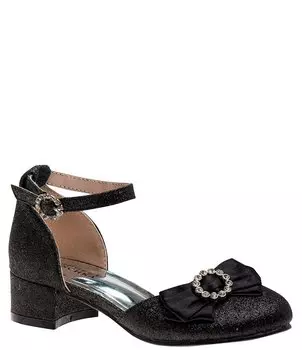 Атласные туфли Элизабет с блестками и бантиками для девочек Badgley Mischka (Молодежная), черный