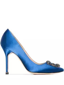 Атласные туфли-лодочки Hangisi 105 Manolo Blahnik, синий