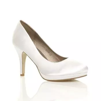 Атласные туфли-лодочки на высоком каблуке AJVANI, белый