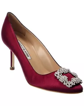 Атласные туфли Manolo Blahnik Hangisi 70, красный
