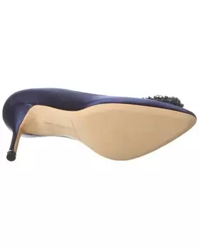 Атласные туфли Manolo Blahnik Hangisi 70, синий