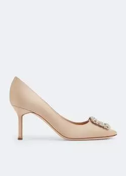 Атласные туфли MANOLO BLAHNIK Hangisi satin pumps, бежевый