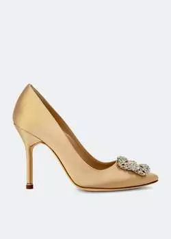 Атласные туфли MANOLO BLAHNIK Hangisi satin pumps, бежевый