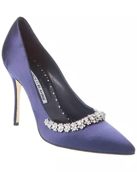 Атласные туфли Manolo Blahnik Olarana 105, синий