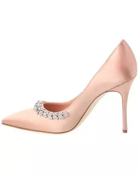 Атласные туфли Manolo Blahnik Olarana 105, золото