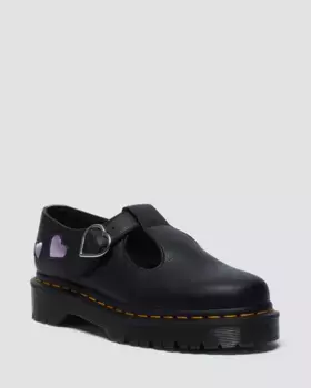 Атласные туфли Мэри Джейн Dr. Martens Polley Heart из вирджины, цвет Black+Lavender+Lilac