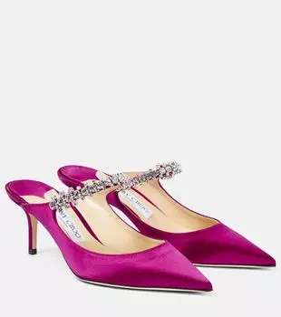 Атласные туфли-мофели bing 65 с декором Jimmy Choo, фиолетовый