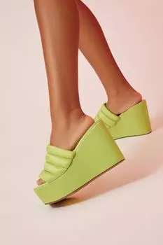 Атласные туфли на платформе на платформе Forever 21, лаймовый