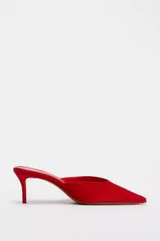 Атласные туфли на высоком каблуке ZARA, красный