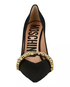 Атласные туфли с логотипом и надписью Moschino, черный