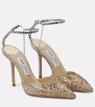 Атласные туфли saeda 100 с декором Jimmy Choo, желтый