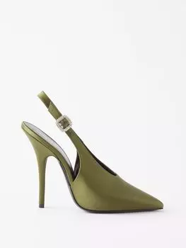 Атласные туфли yasmeen 115 с пяткой на пятке Saint Laurent, зеленый