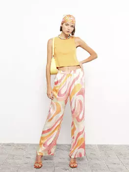 Атласные женские брюки с эластичной резинкой на талии LCW Casual