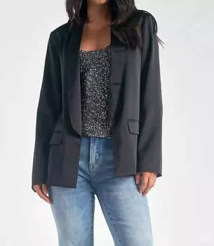 Атласный блейзер черного цвета ELAN