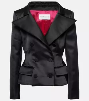 Атласный блейзер с баской duchesse Nina Ricci, черный