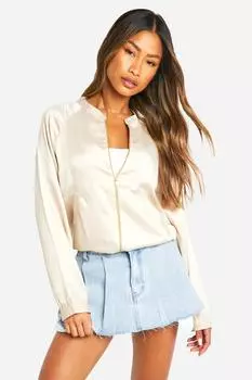 Атласный бомбер boohoo, белый