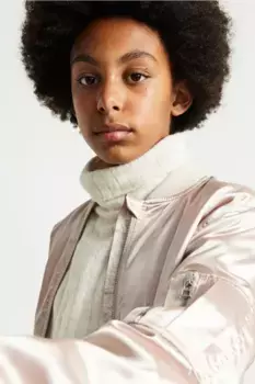 Атласный бомбер H&M, розовый