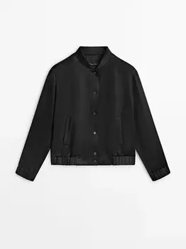 Атласный бомбер Massimo Dutti , черный