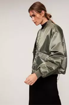 Атласный бомбер Mint Velvet, зеленый