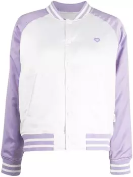 Атласный бомбер с логотипом CHOCOOLATE, белый