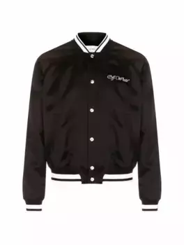 Атласный бомбер с логотипом Off-White, черный