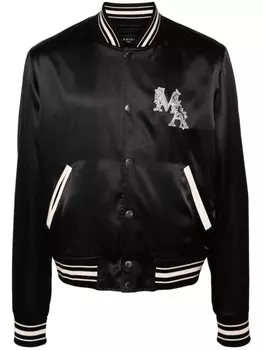 Атласный бомбер с нашивкой-логотипом AMIRI, черный