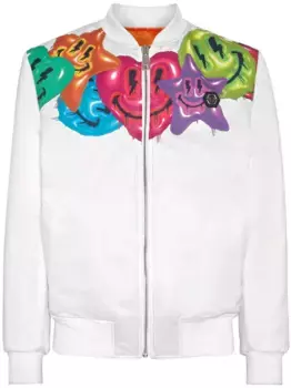 Атласный бомбер Smile Philipp Plein, белый