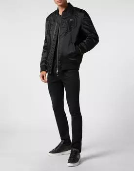 Атласный бомбер в готическом стиле Philipp Plein, черный
