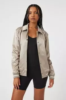 Атласный бомбер в университетскую полоску Forever 21