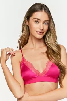 Атласный бюстгальтер без косточек с кружевной отделкой для ресниц Forever 21