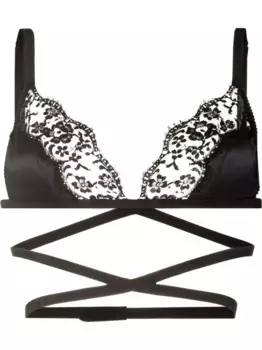Атласный бюстгальтер с кружевом DOLCE & GABBANA, черный