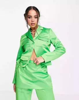 Атласный деловой пиджак COLLUSION зеленого цвета