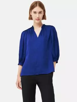 Атласный драпированный топ Cicelly Jigsaw, сапфир