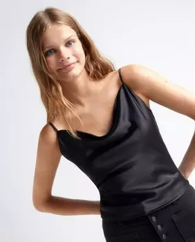 Атласный драпированный топ Green Coast, черный