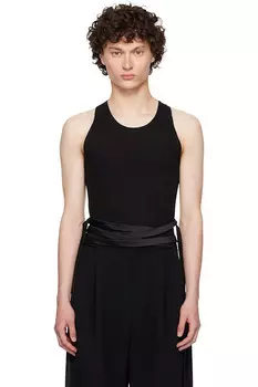 Атласный джерси майка с галстуком Aaron Esh, черный